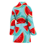 Blue Watermelon Pieces Pattern Print Women's Bathrobe