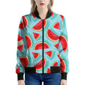 Blue Watermelon Pieces Pattern Print Women's Bomber Jacket