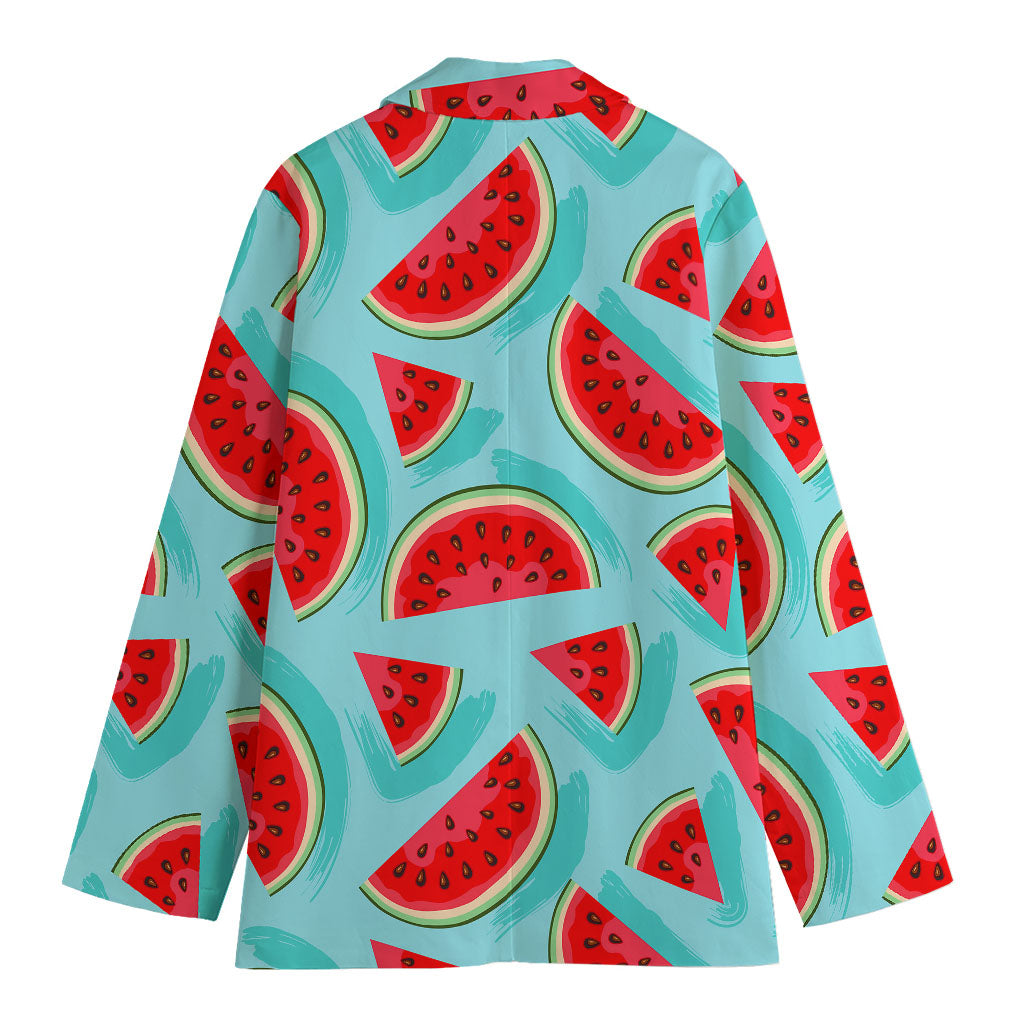 Blue Watermelon Pieces Pattern Print Women's Cotton Blazer