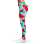 Blue Watermelon Pieces Pattern Print Women's Leggings