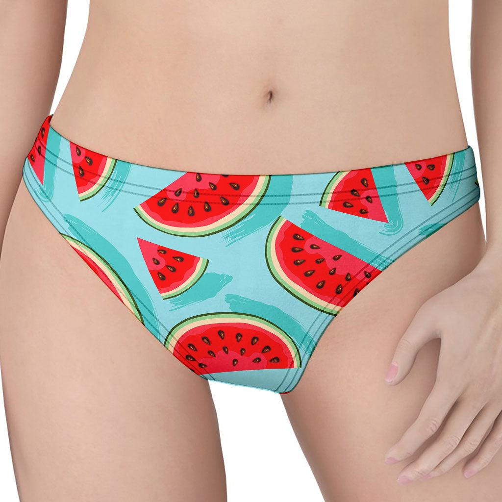 Blue Watermelon Pieces Pattern Print Women's Thong