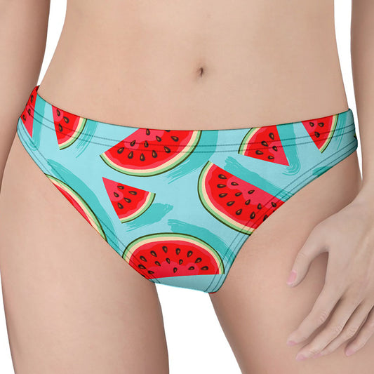Blue Watermelon Pieces Pattern Print Women's Thong