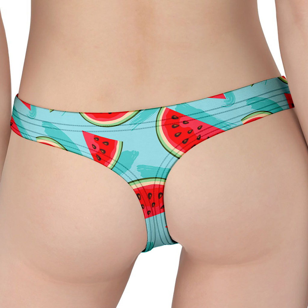 Blue Watermelon Pieces Pattern Print Women's Thong