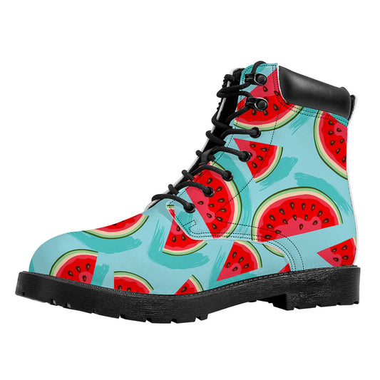 Blue Watermelon Pieces Pattern Print Work Boots