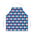 Blue White And Red Argyle Pattern Print Adjustable Apron