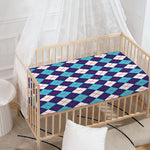 Blue White And Red Argyle Pattern Print Baby Crib Sheet