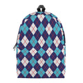 Blue White And Red Argyle Pattern Print School Backpack