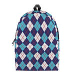 Blue White And Red Argyle Pattern Print Backpack