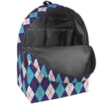 Blue White And Red Argyle Pattern Print Backpack