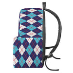 Blue White And Red Argyle Pattern Print Backpack