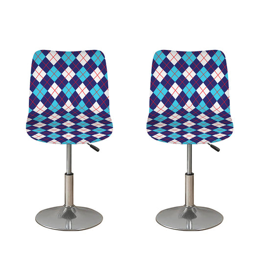 Blue White And Red Argyle Pattern Print Bar Stool Covers