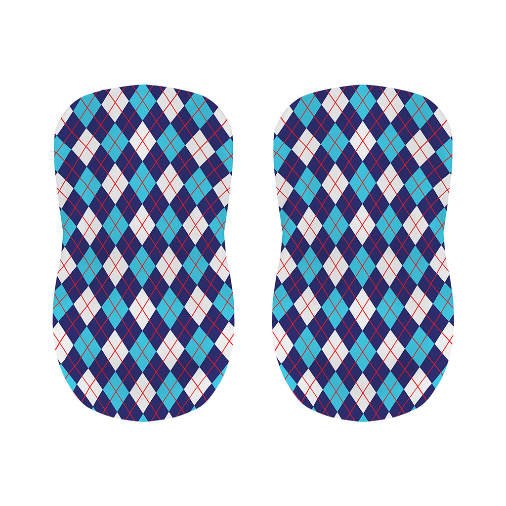 Blue White And Red Argyle Pattern Print Bar Stool Covers