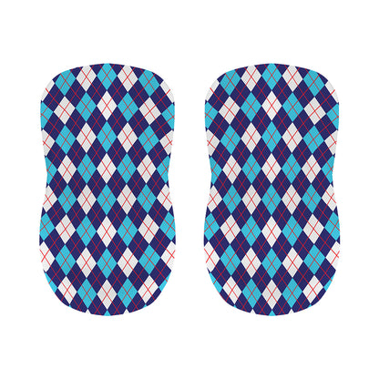 Blue White And Red Argyle Pattern Print Bar Stool Covers