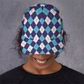 Blue White And Red Argyle Pattern Print Baseball Cap