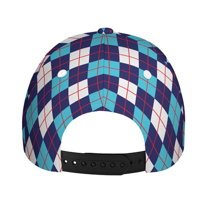 Blue White And Red Argyle Pattern Print Baseball Cap