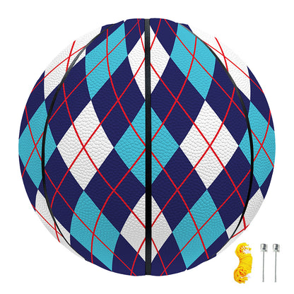 Blue White And Red Argyle Pattern Print Basketball
