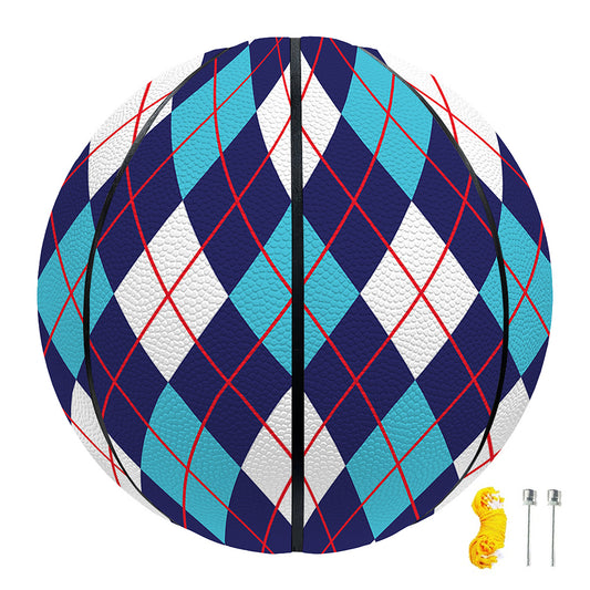 Blue White And Red Argyle Pattern Print Basketball