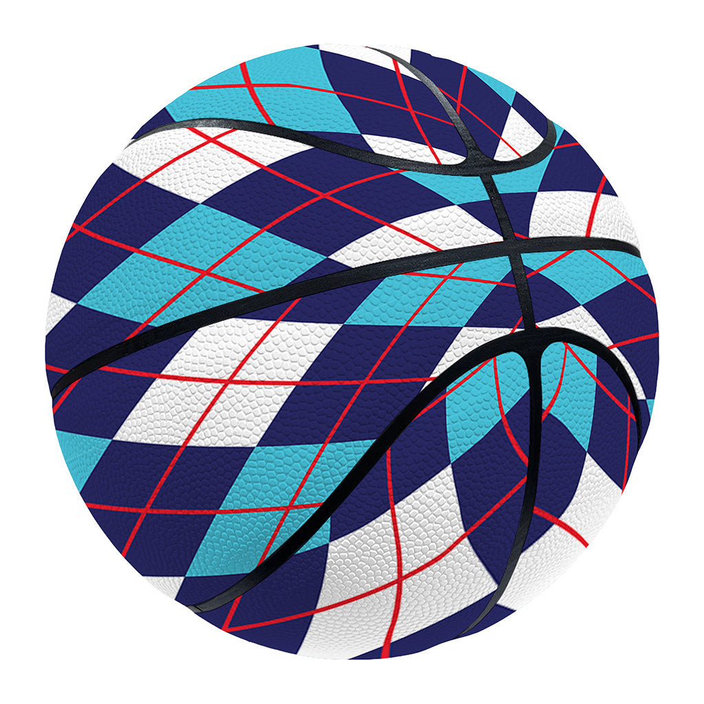 Blue White And Red Argyle Pattern Print Basketball