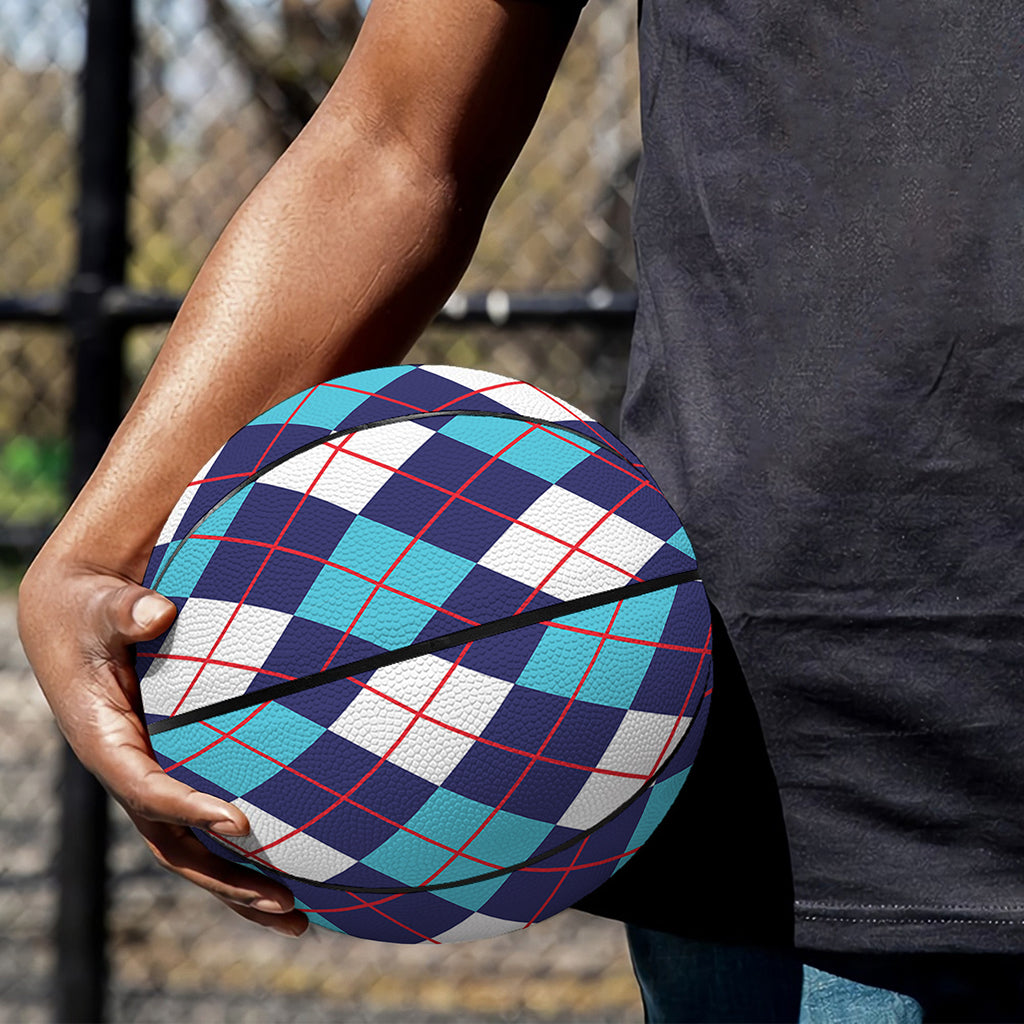 Blue White And Red Argyle Pattern Print Basketball