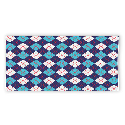 Blue White And Red Argyle Pattern Print Beach Towel