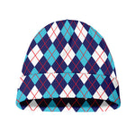 Blue White And Red Argyle Pattern Print Beanie