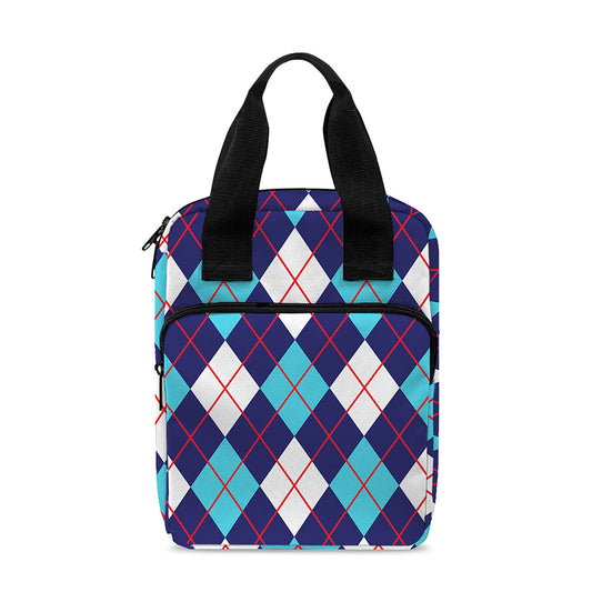 Blue White And Red Argyle Pattern Print Bible Tote Bag