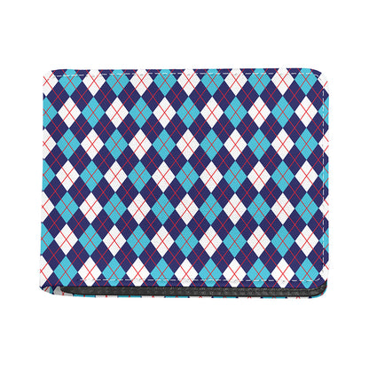 Blue White And Red Argyle Pattern Print Bifold Wallet