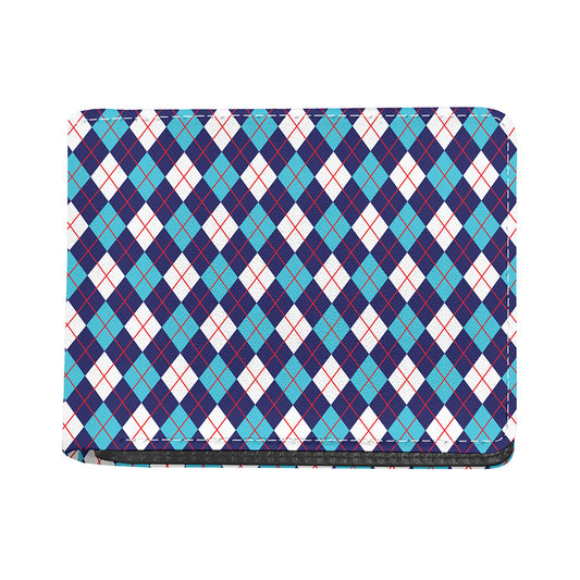 Blue White And Red Argyle Pattern Print Bifold Wallet