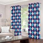 Blue White And Red Argyle Pattern Print Blackout Grommet Curtains