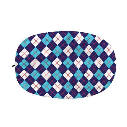 Blue White And Red Argyle Pattern Print Car Side Mirror Covers
