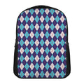 Blue White And Red Argyle Pattern Print Casual Backpack