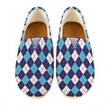 Blue White And Red Argyle Pattern Print Casual Shoes