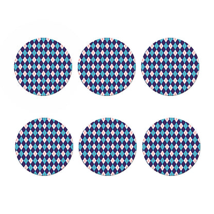 Blue White And Red Argyle Pattern Print Coaster Set