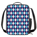 Blue White And Red Argyle Pattern Print Crossbody Lunch Bag