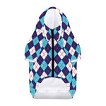 Blue White And Red Argyle Pattern Print Dog Zip Up Hoodie