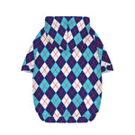 Blue White And Red Argyle Pattern Print Dog Zip Up Hoodie