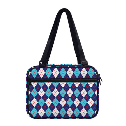Blue White And Red Argyle Pattern Print Double Strap Bible Bag