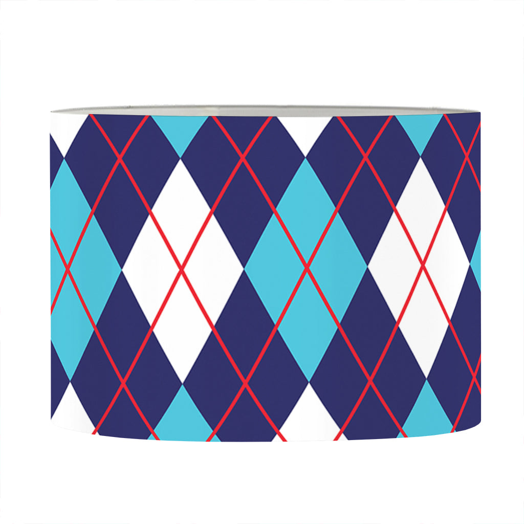 Blue White And Red Argyle Pattern Print Drum Lamp Shade