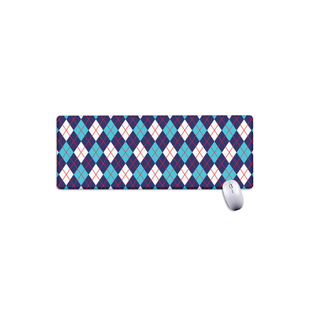 Blue White And Red Argyle Pattern Print Extended Mouse Pad