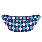 Blue White And Red Argyle Pattern Print Fanny Pack
