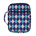 Blue White And Red Argyle Pattern Print Front Pocket Bible Bag