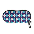 Blue White And Red Argyle Pattern Print Glasses Case