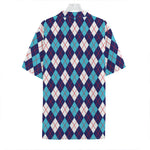 Blue White And Red Argyle Pattern Print Hawaiian Shirt
