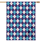 Blue White And Red Argyle Pattern Print House Flag