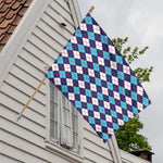 Blue White And Red Argyle Pattern Print House Flag