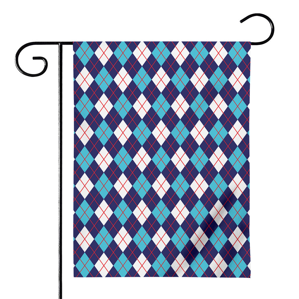 Blue White And Red Argyle Pattern Print House Flag