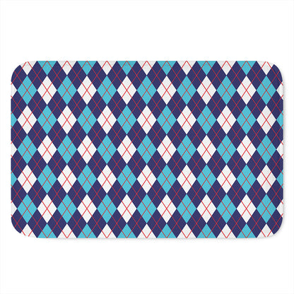 Blue White And Red Argyle Pattern Print Indoor Door Mat