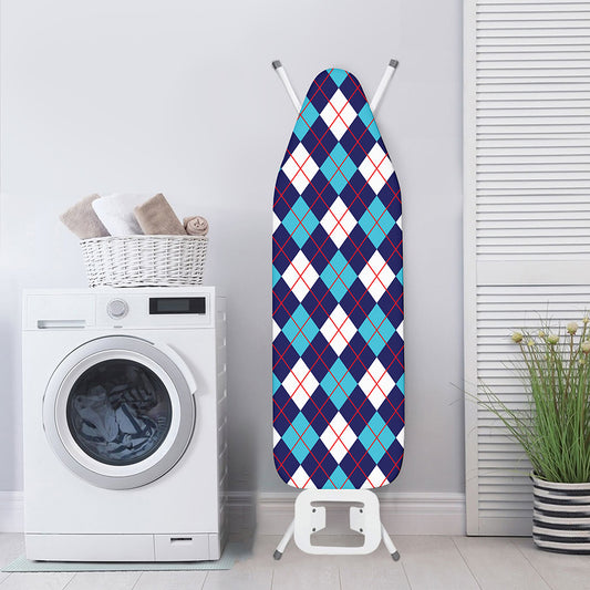 Blue White And Red Argyle Pattern Print Ironing Board Cover