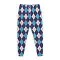Blue White And Red Argyle Pattern Print Jogger Pants