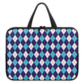 Blue White And Red Argyle Pattern Print Laptop Sleeve With Handle